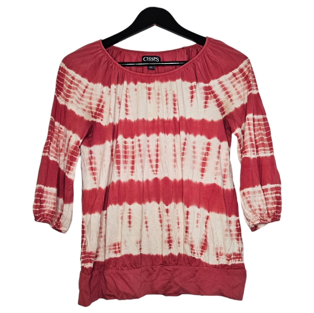 Chaps women's pink tie dye striped blouse